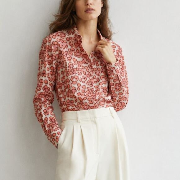 Just Cavalli Tops - Just Cavalli Red/Orange Long Sleeve Button Down Cotton Shirt, size IT42/US6/M